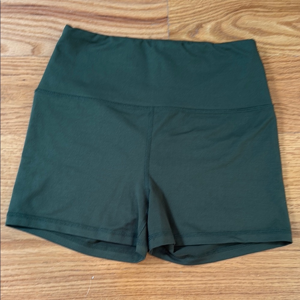 Reformation Dark Green Ecostretch High Rise 3” Bike Short